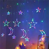 Luz De Hilo De Hadas De Luna Y Estrella Para Ventana De Navidad Decoración Para Interior Patio Puerta Delantera Camping Habitación Infantil - details 4