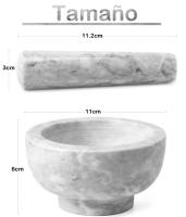 Juego de Mortero con Maja, Molcajete Mármol Natural Duradero, Triturador Manual de Piedra para Moler Machacar, Ideal para Moler Especias y Hierbas - Altura 6 cm, Diámetro 11 cm , M2 Tec - details 1