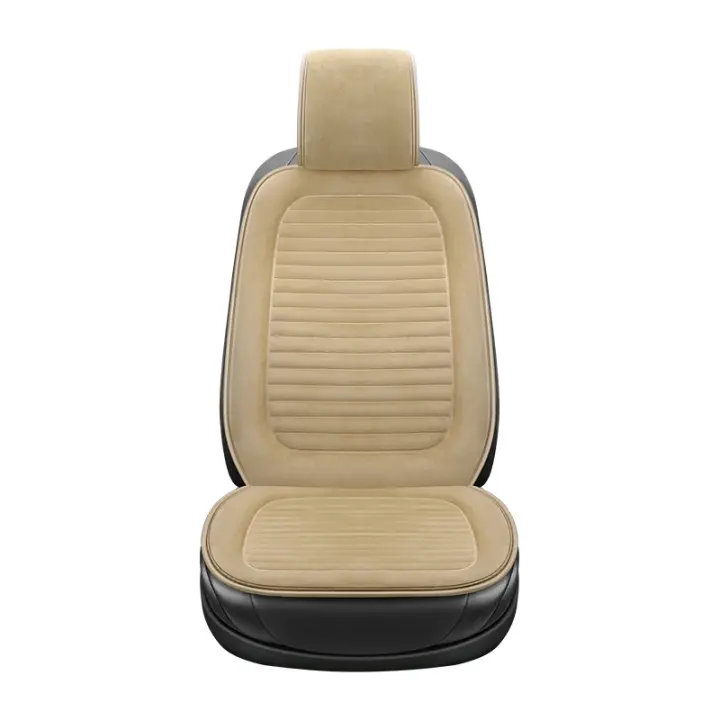 Cojín De Asiento Para Coche Invierno Corto De Peluche Grueso Y Cálido Antideslizante Integrado Para Un Solo Asiento - 1