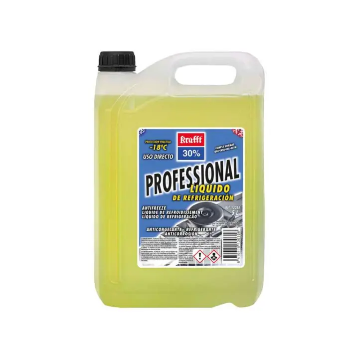 Krafft Anticongelante Refrigerante CC. 30% 5L - Protección Hasta -16 50 C - Incluye Detector de Fugas - 1