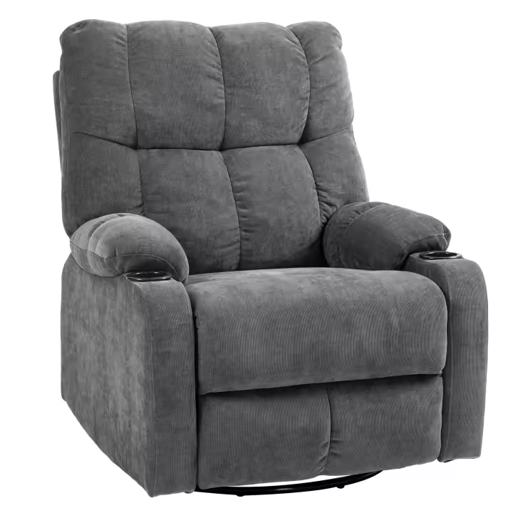 Sillón relax HOMCOM Sillón de televisión con función reclinable, función de balancín, sillón de TV giratorio con reposapiés, muelles ensacadosY portavasos, para sala de estar - 1