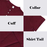 Camiseta De Hombre Estilo Moderno Con Rayas - Cuello Henley Corto Transpirable Y Suave Para Uso Casual - details 26
