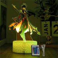 Lámpara 3D Genshin Impact Luz Nocturna LED Figuras Anime Zhongli Raiden Shogun Control Remoto RGB Colores De Sueño Decoración Para Habitación De Niños Regalos Para El Hogar - details 10