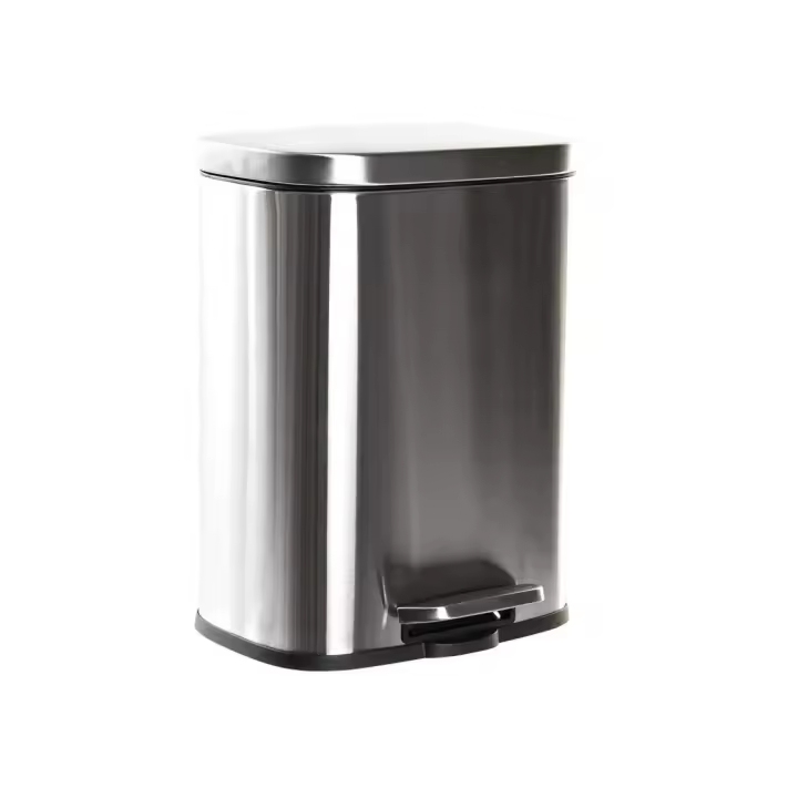 Dcasa Papelera de cocina, baño mate plateada de acero inoxidable de 5 litros - 1