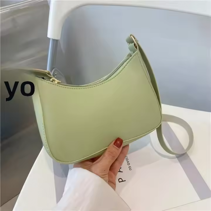 Bolso De Hombro Para Mujer En PU De Color Sólido Bolso Armpit Casual Diario Para Compras Y Uso Diario Bolsa De Mano Para Chicas - 1