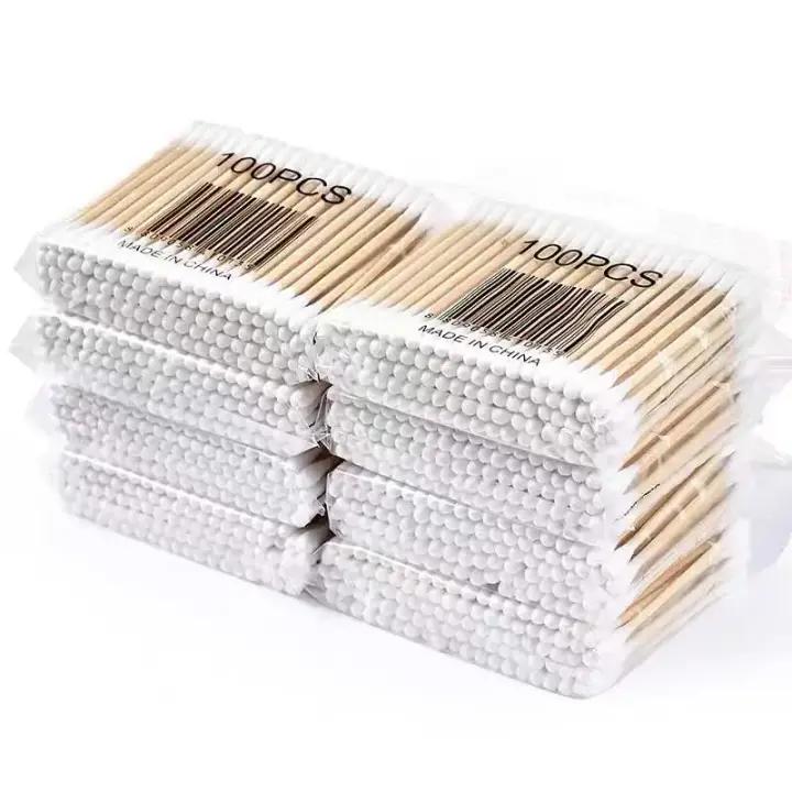 CNKESS Algodón Puro Doble Cabeza Para Mujer Maquillaje Bastones De Madera Limpieza De Nariz Y Oídos Herramientas De Salud Pack De 300/500/1000 - 1