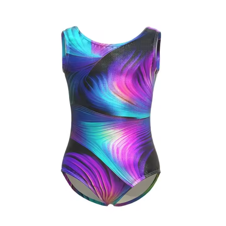 Leotardo De Gimnasia Para Niñas Diseño De Líneas Coloridas Sin Mangas Top De Danza Y Actividades Infantiles Ropa Deportiva Aleatoria - 1