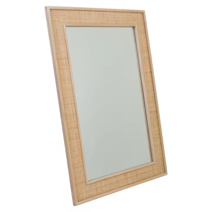WANDERLUST DECO Espejo de Madera y Rejilla Marrón 70x2.5x100h Cm - Estilo Rústico - 1