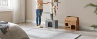 Feandrea Árbol para Gatos de Suelo a Techo, Torre para Gatos de 231-291 cm de Altura Ajustable, Alto y Multinivel, Diá. 11 cm, Gruesos Postes, Cueva, Hamaca, Plataforma, Gris Claro/Beige - details 2