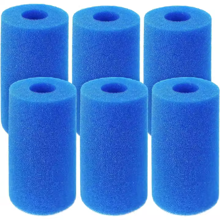 Esponja de filtro tipo A, cartuchos de filtro de piscina de espuma reutilizables y lavables para piscina Intex tipo A, acuario, jacuzzi, spa, filtro de espuma azul (6 piezas) (10*4*20 cm) - 1