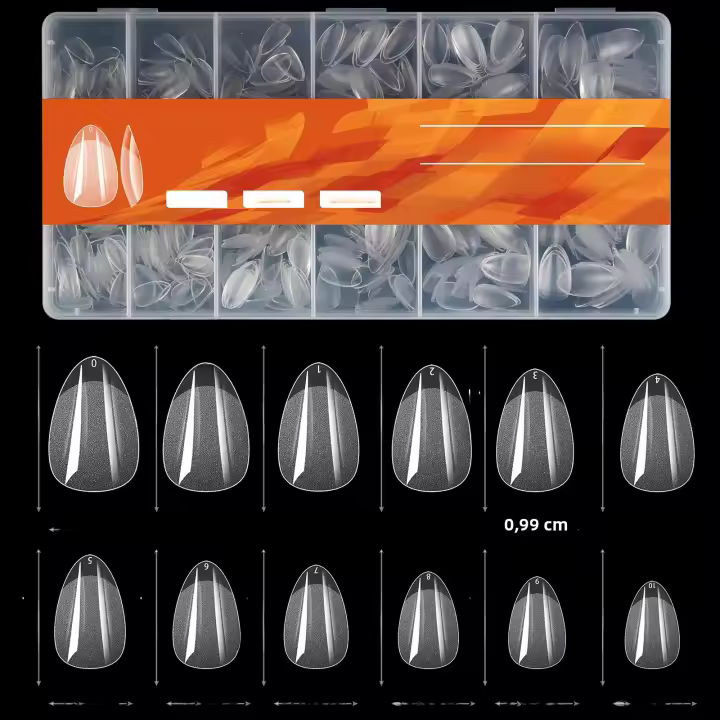 600pcs De Uñas Postizas De Acrílico Semi Mate Y Mate Full Cover Ovaladas Y De Alerón Para Dedos De Mano En Caja - 1