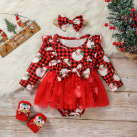 Vestido De Navidad Para Bebé Niñas Con Estampado De San Nicolás Y Manga Larga Estilo Activo Para Otoño Composición 96% Poliéster 4% Elástico - details 6