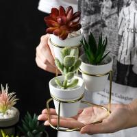 Juego De 3 Macetas De Suculentas En Hierro Dorado Y Negro Soporte De Flores De Estilo Europeo Para Decoración De Jardín Y Hogar Material Sillería - details 7