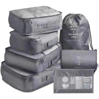 Set De 7 Bolsas Plegables Para Viaje Organizador De Almacenamiento Cubo De Ropa Y Zapatos Para Maleta Estándar Material De Poliéster - details 2