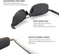 Gafas de Sol Polarizadas Rectangulares Ultraligeras UV400 Hombre  grey - details 2