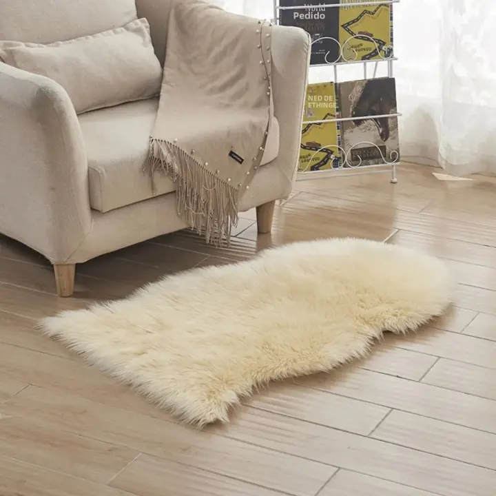 Alfombra De Piel De Oveja Artificial Suave Y Gruesa Alfombra De Pelo Largo Característica Antideslizante Para Decoración Del Hogar Sala De Estar Y Dormitorio - 1