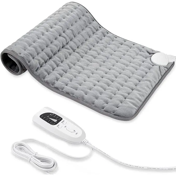 Manta Electrica, almohadilla térmica, almohadilla de Calefacción EléCon Apagado Automático Y 6 Temperaturas almohadilla de Calefacción. (Gris Claro, 30x60cm) - 1
