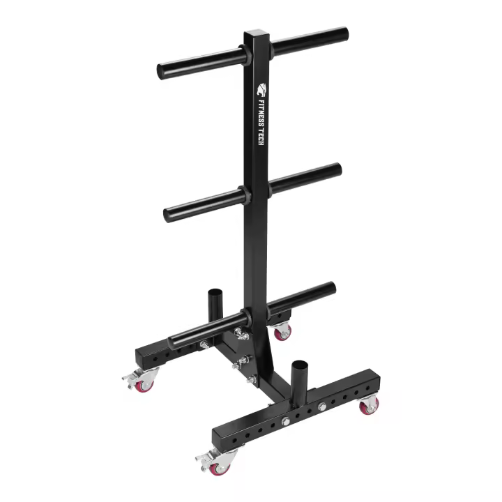 Fitness Tech Rack Soporte Bumper Plate Discos Vertical con Ruedas Discos - 1