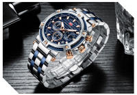Reloj De Pulsera De Cuarzo MINI FOCUS Para Hombre Con Cronógrafo Y Manos Luminosas Acero Inoxidable Bisel Redondo Resistente Al Agua - details 24