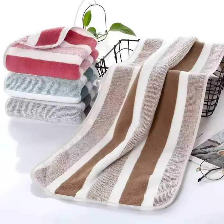 Toalla De Baño De Punto Rayado 35x75 Malla Sintética Absorbente Y Secado Rápido Toalla Suave Para El Hogar - 1