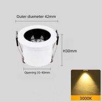 Spotlight LED Mini Revestido COB 3W Para Techo Armario Cocina Decoración De Loft Luz De Bajo En AC110V/220V DC12V - details 4