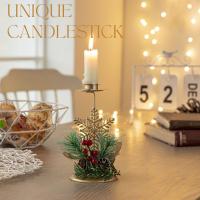 Juego de 3 candelabros navideños, juego de candelabros pequeños, candelabros de pilar de metal, candelabros navideños - details 4
