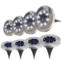 Outdoor solar lights, 8 garden lights, 8LED solar stainless steel underground lights - details 0