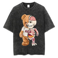 Camiseta Punk Gótica Vintage De Verano Para Hombres Y Mujeres Estampado De Oso 100% Algodón Casual Hip Hop Top Tee - details 6