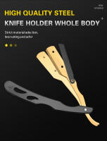 Cuchillo De Afeitar Profesional De Acero Inoxidable Con Soporte Para Barbieros Cuchilla Recta Para Barba Y Cabello Para Hombres - details 4