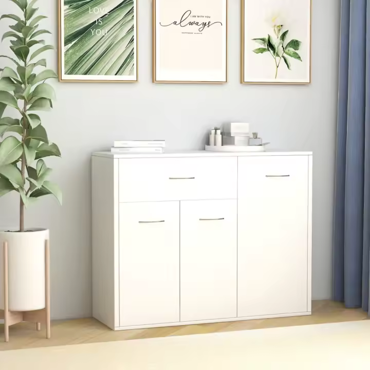 vidaXL Aparador de madera contrachapada blanco 88x30x70 cm - 1