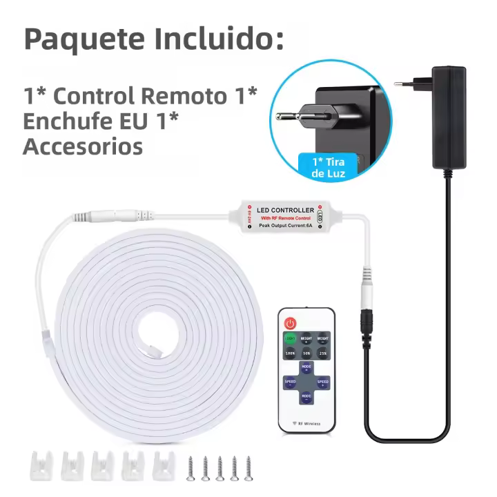 Tira De LED COB Neón 24V 10M Con Control Remoto RF Dimmable 320 LEDs/m Flexible Para Decoración De Jardín Luz De Tubo De Cinta - 1