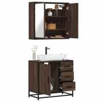 vidaXL Set de muebles de baño 2 pzas madera contrachapada en color Gris sonoma/Roble Sonoma/Roble ahumado y más | almacenamiento funcional diseño moderno para baño dormitorio sala - details 3