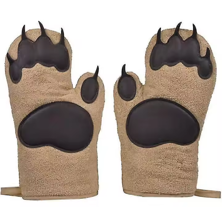 Cocina para hornear Barbacoa engrosamiento oso patias de oso poderes y guantes de cuerno, cuerno oso manos mitones, 1 par conjunto de 2 - 1