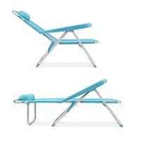 Silla de Playa Plegable, Azul Turquesa, Estructura de Aluminio y Textileno, 4 Posiciones, con Cojín reposacabezas, Medidas 60x22x85.5 cm, Peso Máximo de 110Kg - details 3