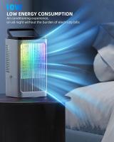 Aire Acondicionado Portatil, 4 en 1 Mini Enfriador de Aire con Depósito 1200ml, 4 Velocidades de Ventilador, 2 Modos de Nebulización, Oscilación de 90°, Colores Luces, Temporizador, para Oficina Hogar - details 0