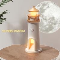 Lámpara De Proyección De Faro De Luna Con Sensor De Movimiento Luz Nocturna Recargable USB Iluminación De Dormitorio Lámpara De Lado Para La Cama - details 6
