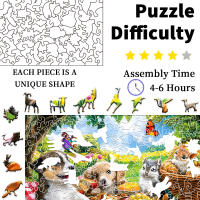 Puzzle De Jardín Para Perros Madera Juego De Mesa Emocional Familiar Patrones Únicos De Animales Tamaños A3/A5 Caja Blanca Incluida - details 3