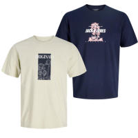 Jack & Jones SS25 Hombre Pack 2 Camisetas de Algodón Mod JORSTAR TEE CREW logo estampado Moda Casual Informal REF 276504 - details 2