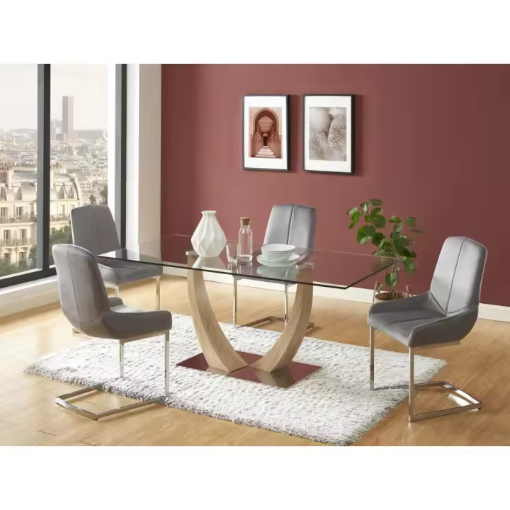 Vente-unique - Lote de 6 sillas de terciopelo y metal - Gris - BERLONA - 1
