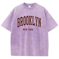 Camiseta De Algodón Cómoda Para Hombre Con Impresión De Letras De Brooklyn New York Cuello Redondo Estilo Hip Hop Suelta Y Cómoda Para Todo El Año - details 12