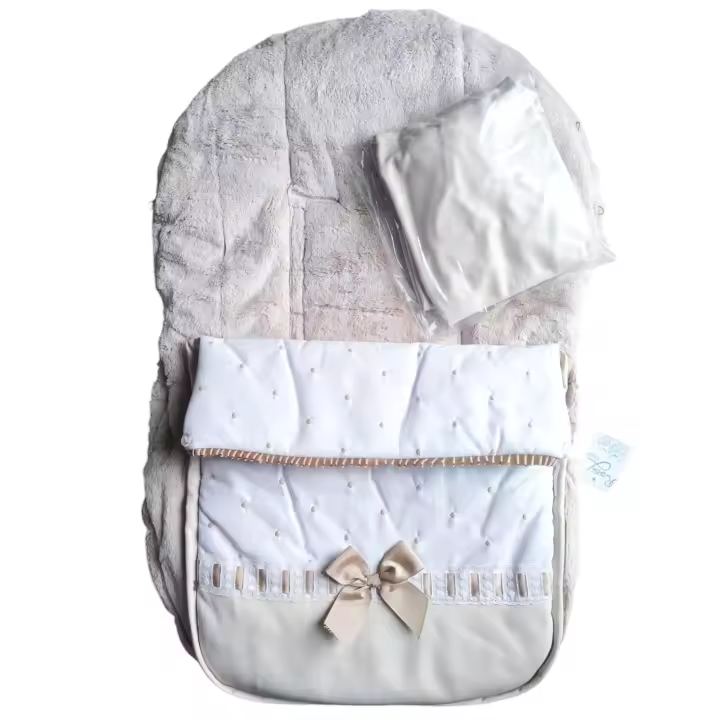Saco carro bebé invierno, saco para maxi cosi bebé, saco bonito para carro de bebé, saco de polipiel y borreguillo, inlcuye cubre capota de polipiel - 1