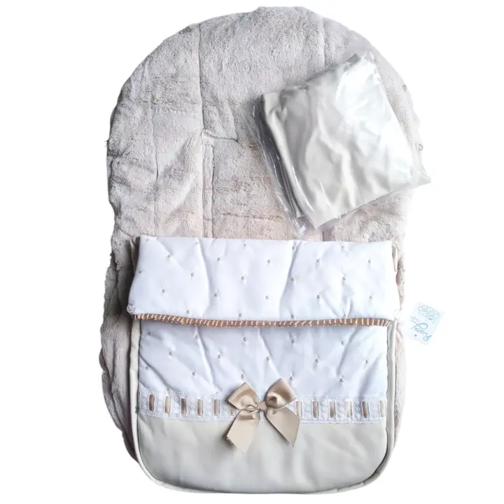 Saco carro bebé invierno, saco para maxi cosi bebé, saco bonito para carro de bebé, saco de polipiel y borreguillo, inlcuye cubre capota de polipiel - 1