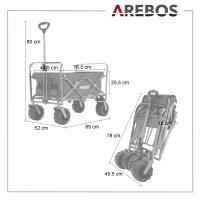 AREBOS Carro de Mano Plegable - carga 100 kg - Carrito Playa - con Barra telescópica para Empujar - Ruedas giratorias de 360° - details 5