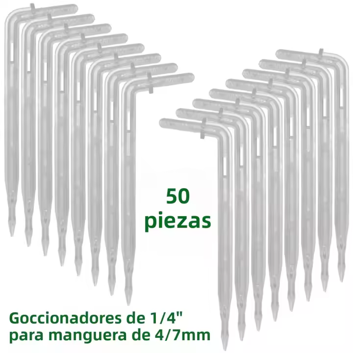 KESLA 50pcs Repartidores De Agua Para Jardín Y Vivero Conductor De Goteo Micro 4/7mm Elbowed Arrow Drop Irrigación De Plástico Para Plantas De Interior Y Estufa - 1