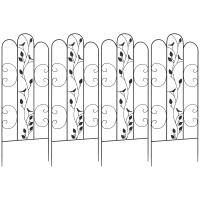 Outsunny Juego de 4 Enrejados de Jardín Soportes para Enredaderas de Acero para Plantas Trepadoras y Decoración Exterior Patio Terraza 40x106 cm Negro - details 0