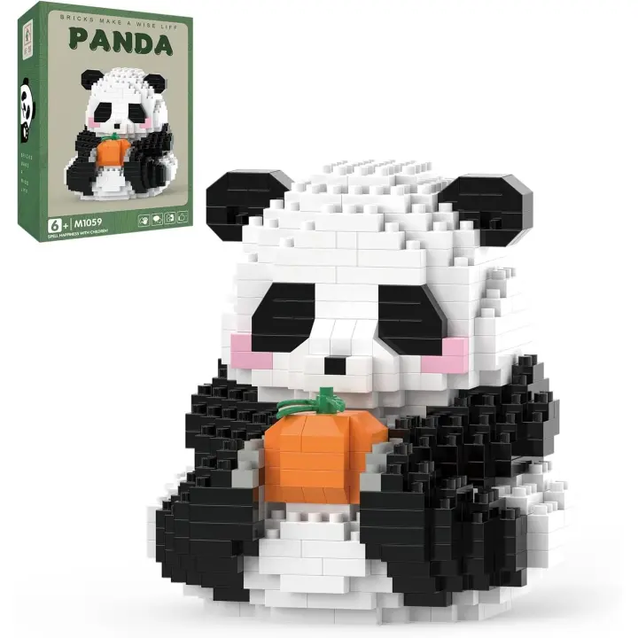 Minibloques de construcción - Panda saludando, Regalos de fiesta-Microloques de panda de Juguetes para niños de 6, 7, 8, 9 y 10 años en Adelante, construcción de minibloques (538 piezas), Panda A-1 - 1