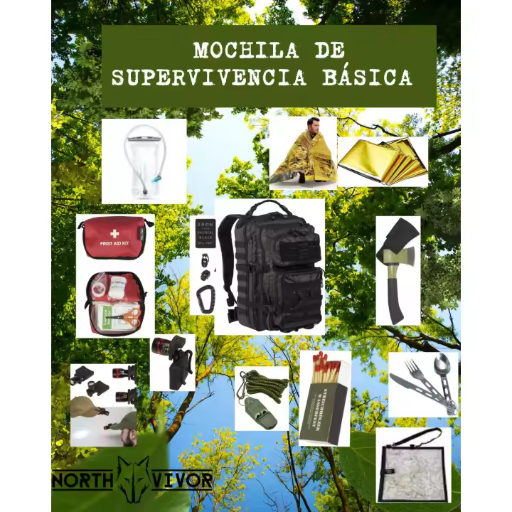 Mochila de Supervivencia Basica Northvivor -  Supervivencia básica- Productos de Alta calidad MIL-TEC - 1