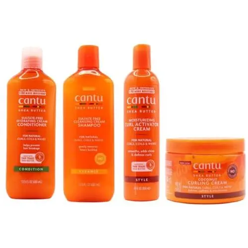 Cantu Crema de rizo de coco 12oz con champú y acondicionador sin sulfato y manteca de karité hidratante activadora - 1