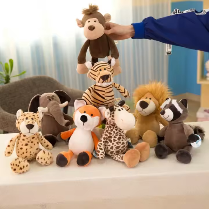 Muñeco De Peluche Realista León Mono Elefante Gacela Zorro Zorro Fox Animales Del Bosque Juguetes Para Niños Regalo De Cumpleaños - 1