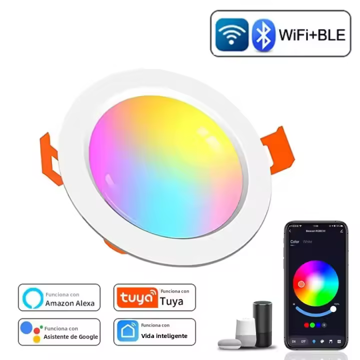 TUYA Smart Downlight LED Inteligente WiFi Bluetooth Zigbee AC 85-265V Spot De Techo Recargable Para Sala De Estar Y Dormitorio Control Remoto Por App - 1